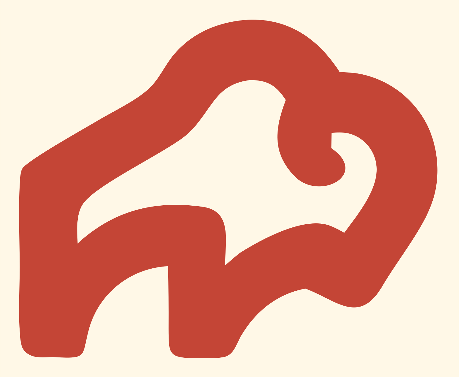 Monoline Bison Side Emblem #fff8e7/#c44536