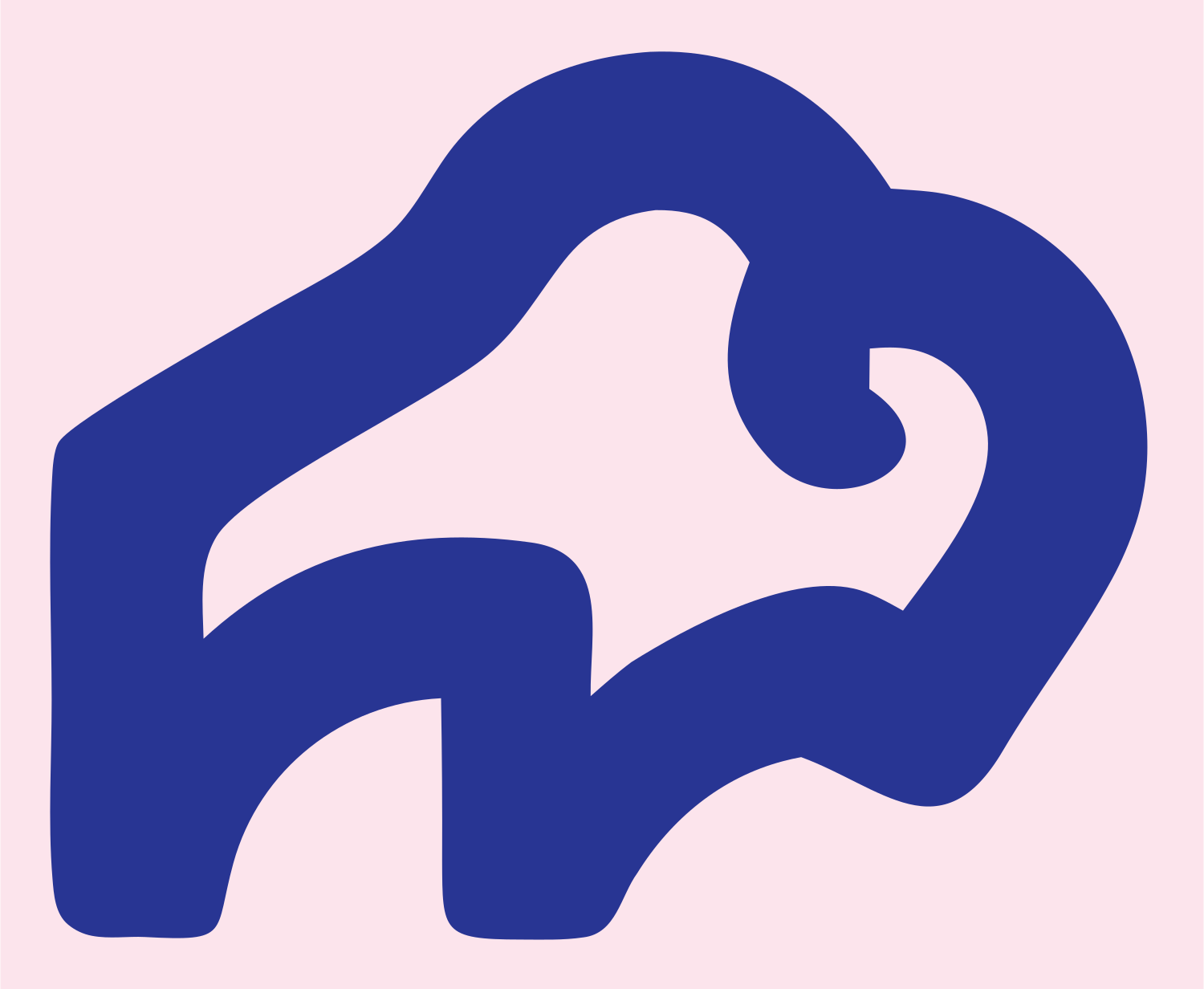 Monoline Bison Side Emblem #fce4ec/#283593