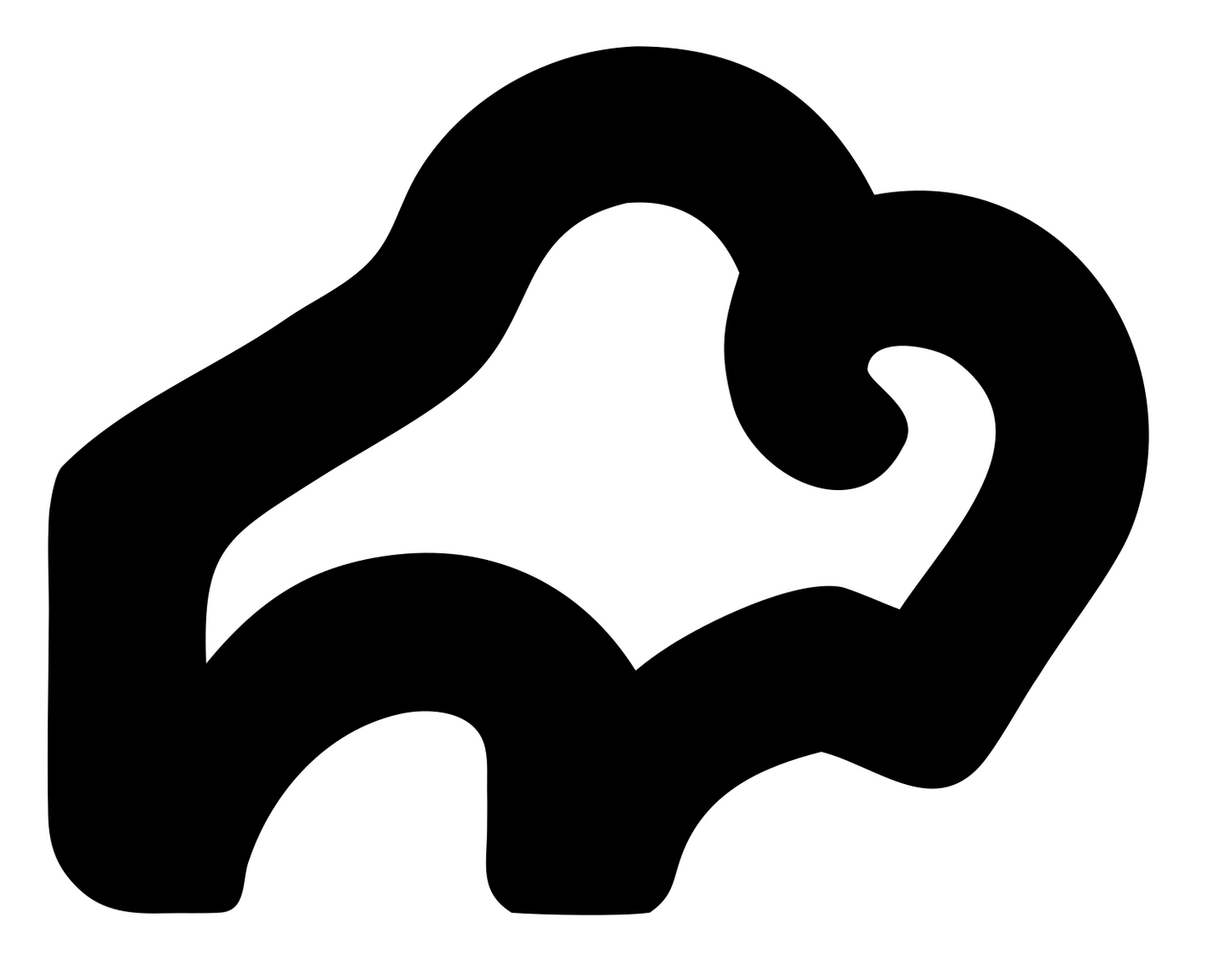 Monoline Bison Silhouette Badge #ffffff/#000000