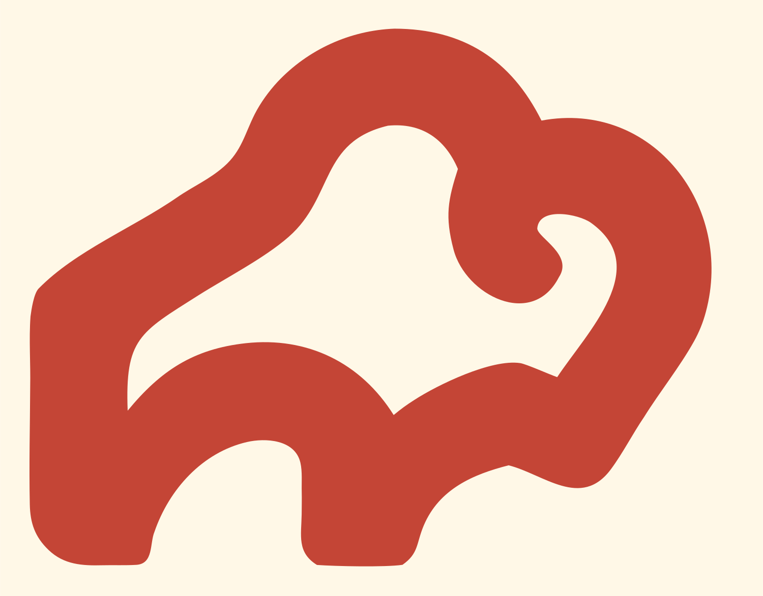 Monoline Bison Silhouette Badge #fff8e7/#c44536