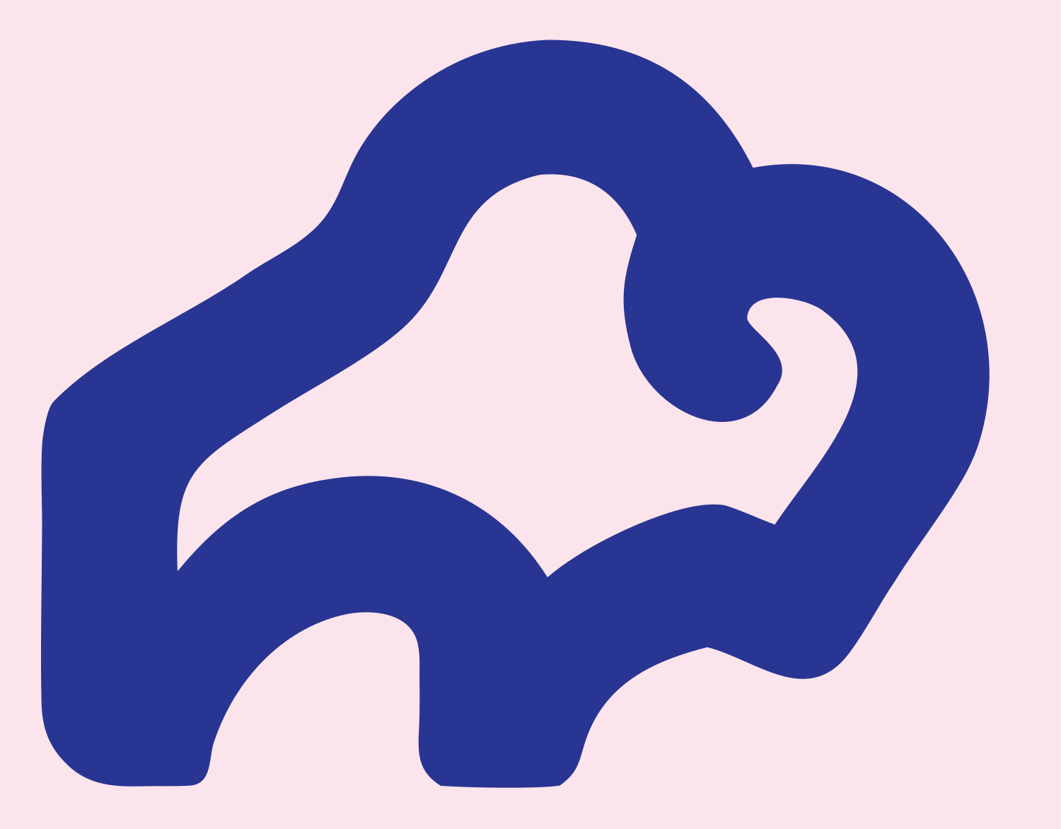 Monoline Bison Silhouette Badge #fce4ec/#283593