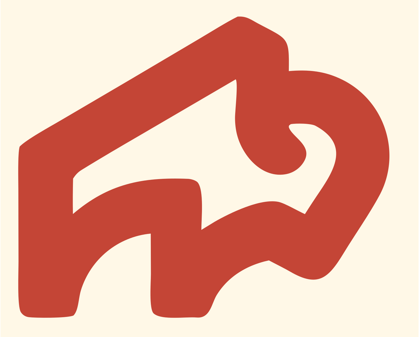 Monoline Bison Head Crest #fff8e7/#c44536