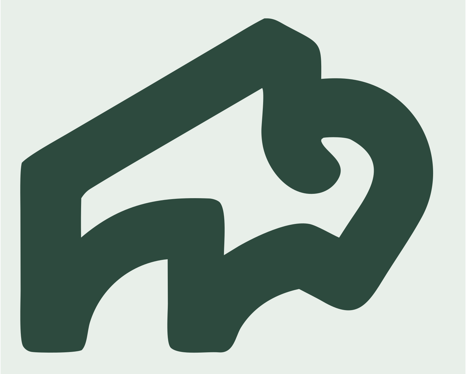 Monoline Bison Head Crest #e8efe9/#2d4a3e