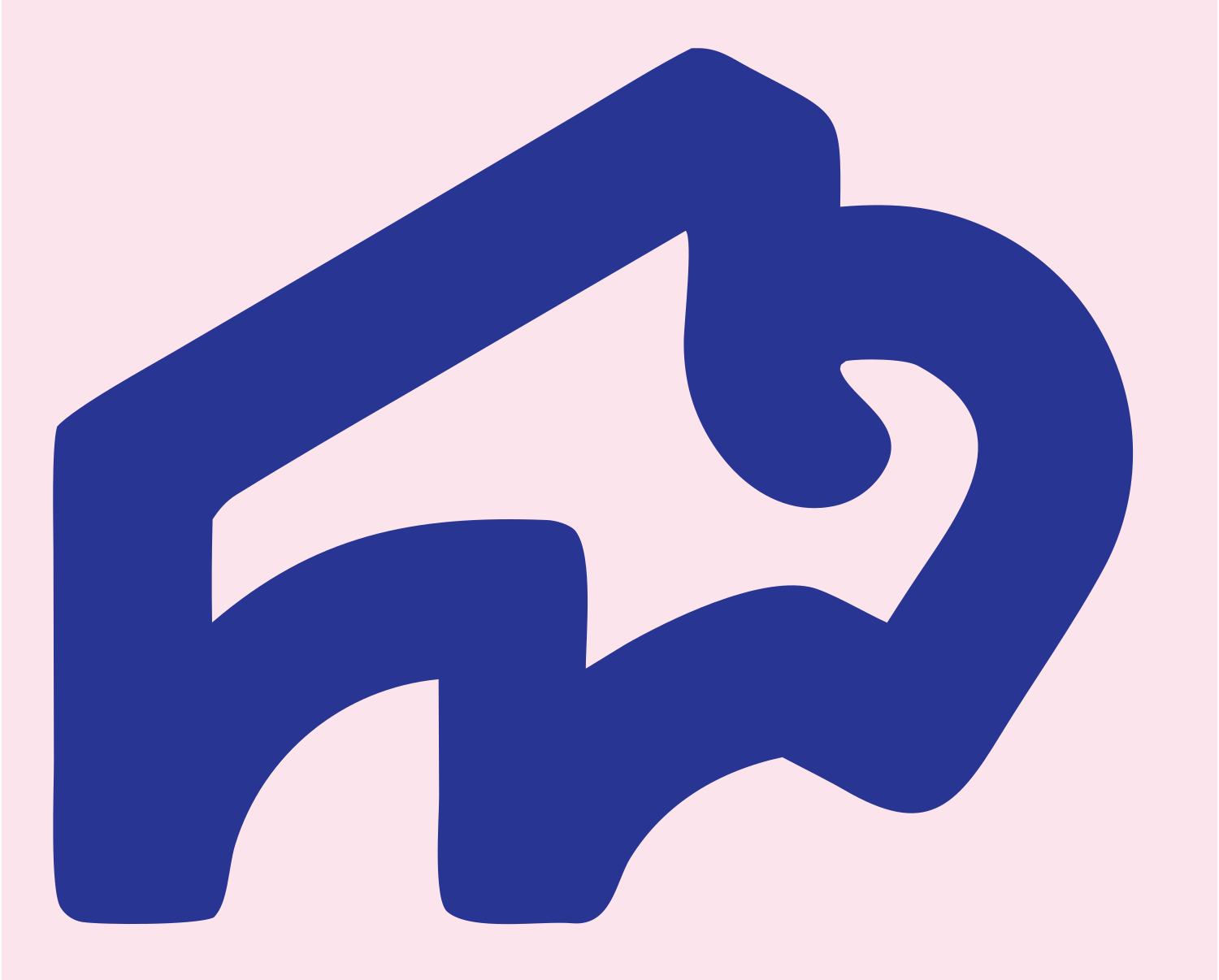 Monoline Bison Head Crest #fce4ec/#283593