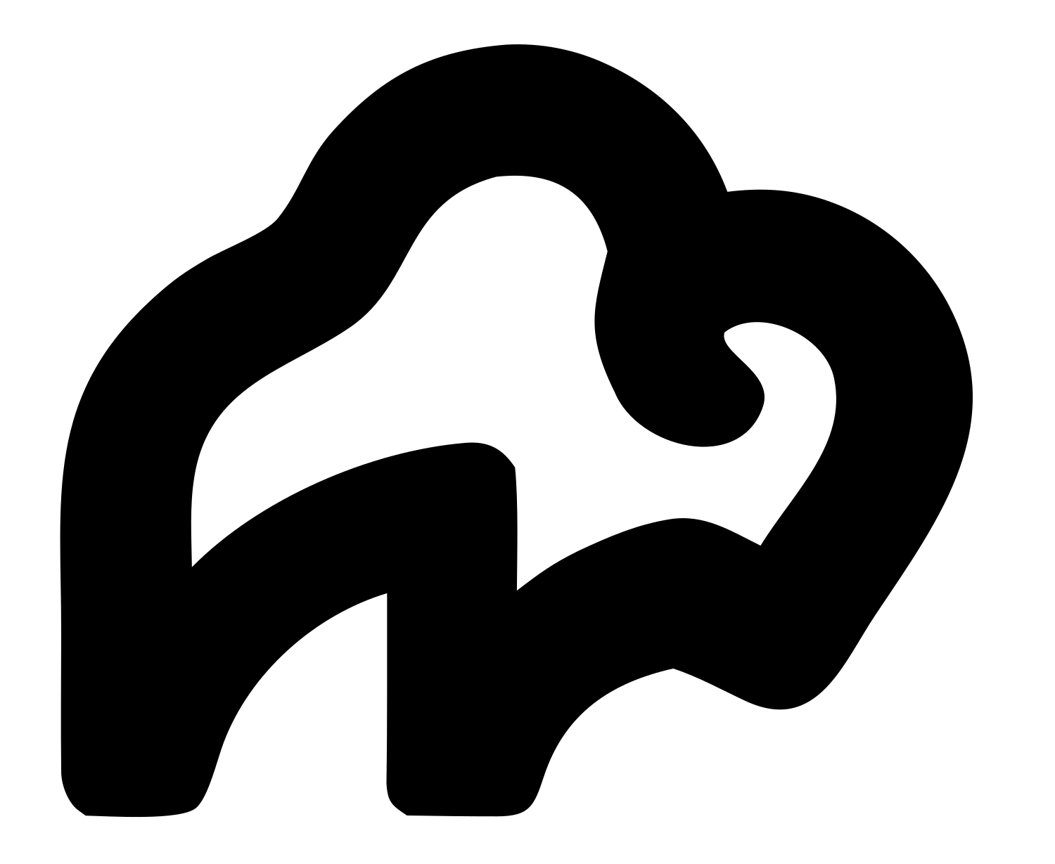 Monoline Bison Standing Logo #ffffff/#000000