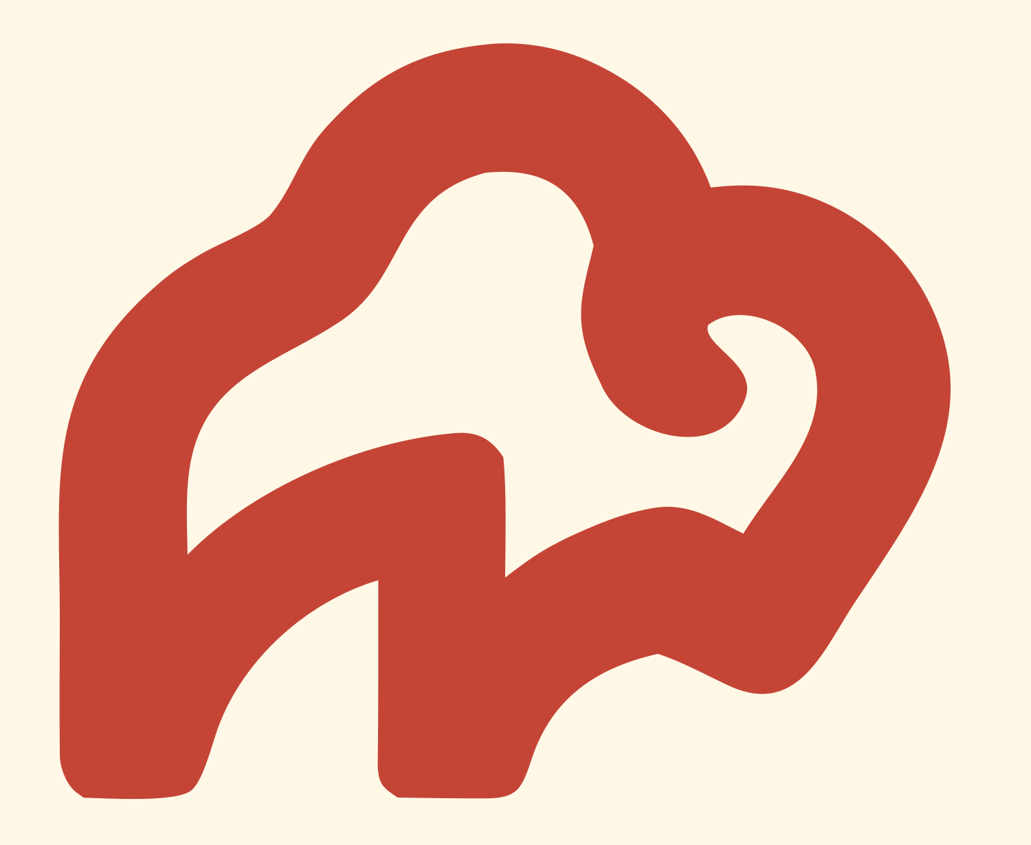 Monoline Bison Standing Logo #fff8e7/#c44536