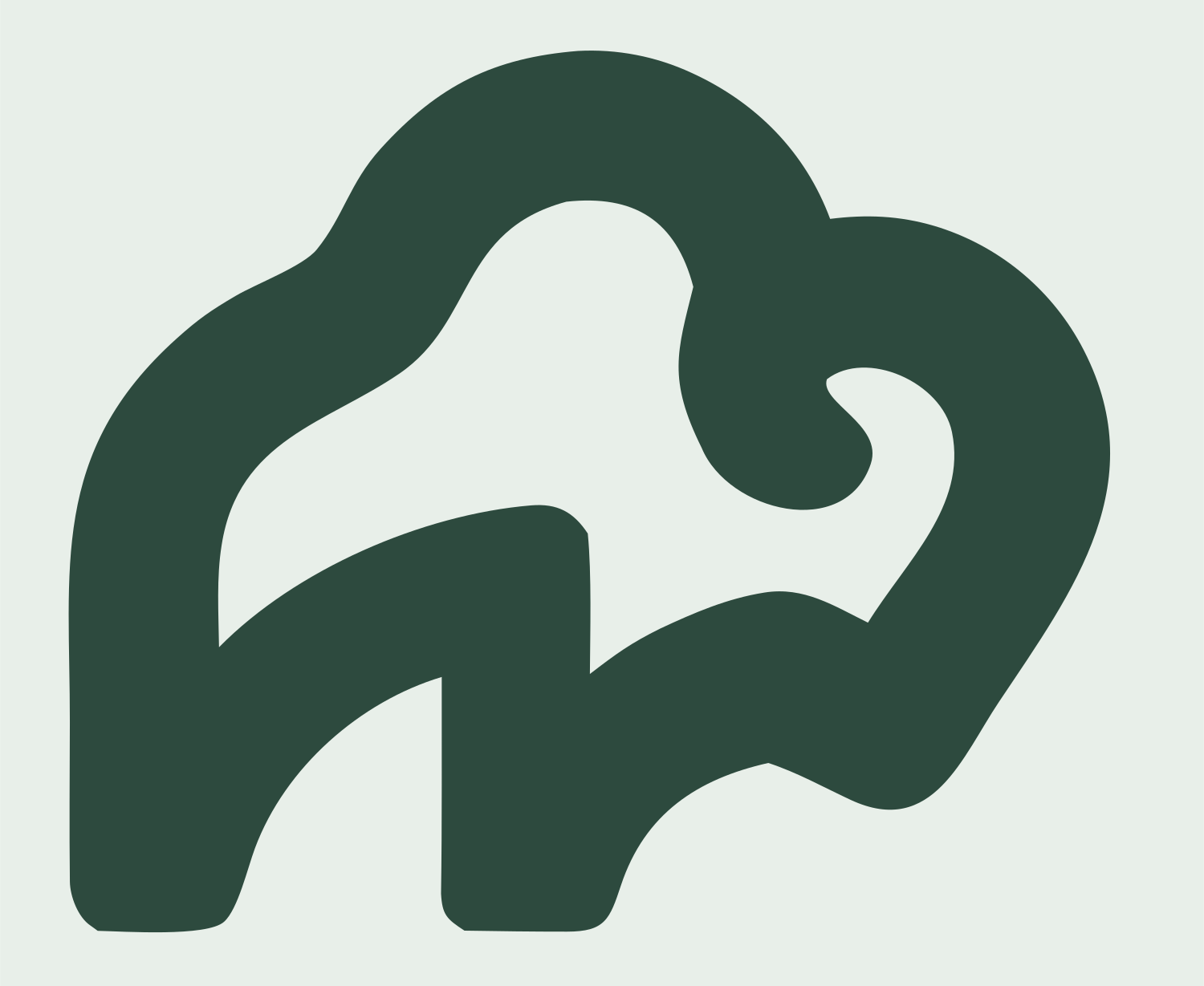 Monoline Bison Standing Logo #e8efe9/#2d4a3e