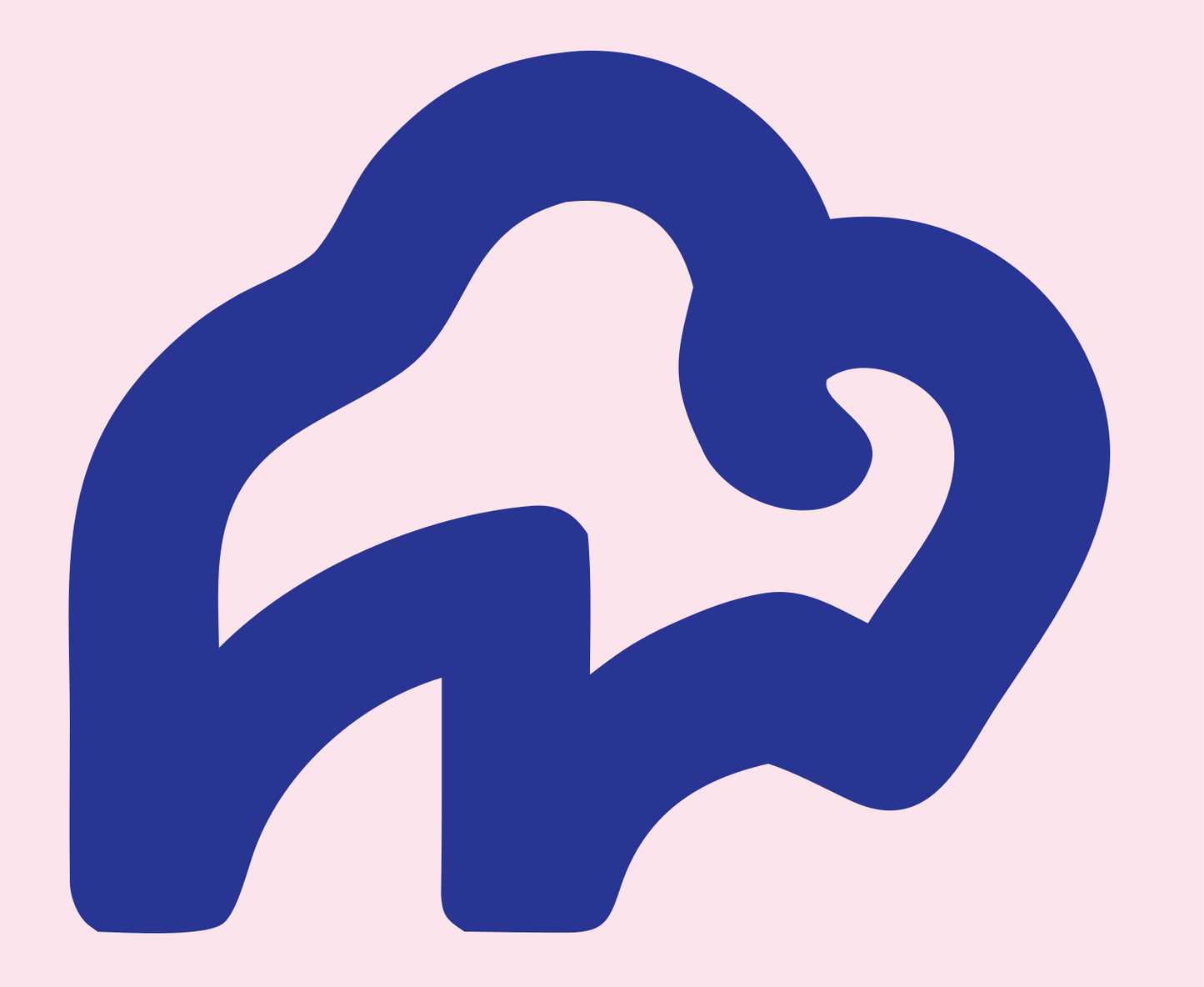 Monoline Bison Standing Logo #fce4ec/#283593