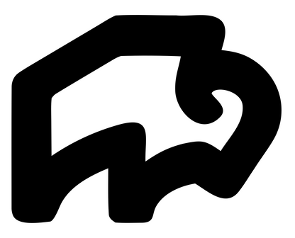 Monoline Bison Outline Logo #ffffff/#000000