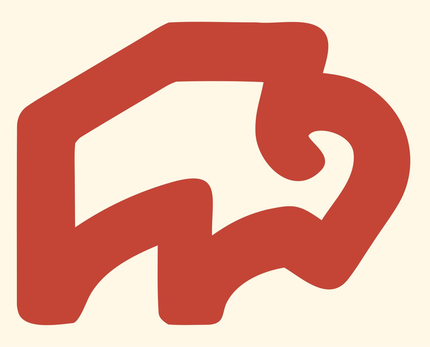 Monoline Bison Outline Logo #fff8e7/#c44536