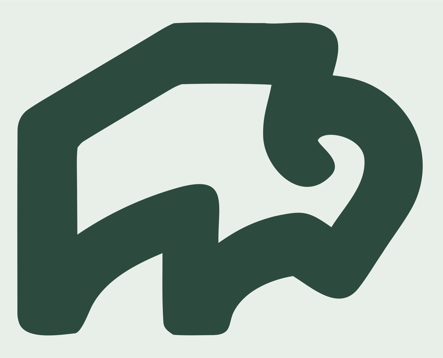 Monoline Bison Outline Logo #e8efe9/#2d4a3e