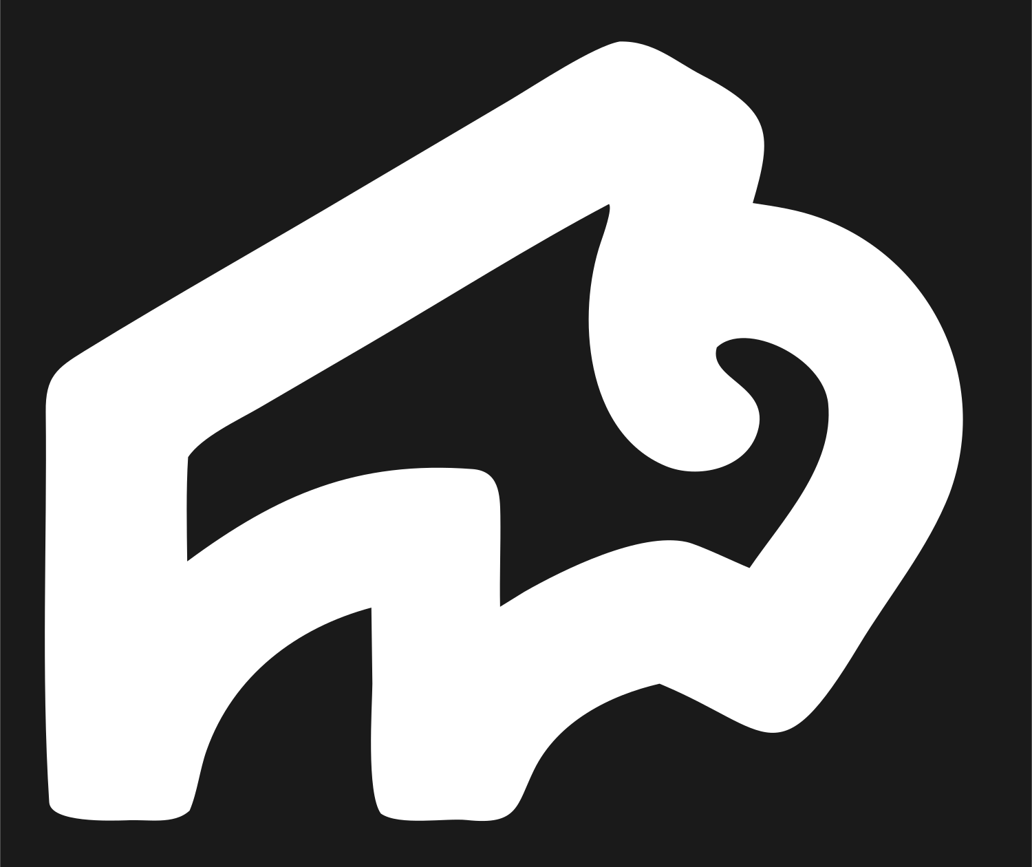 Geometric Bison Negative Space Mark #1a1a1a/#ffffff