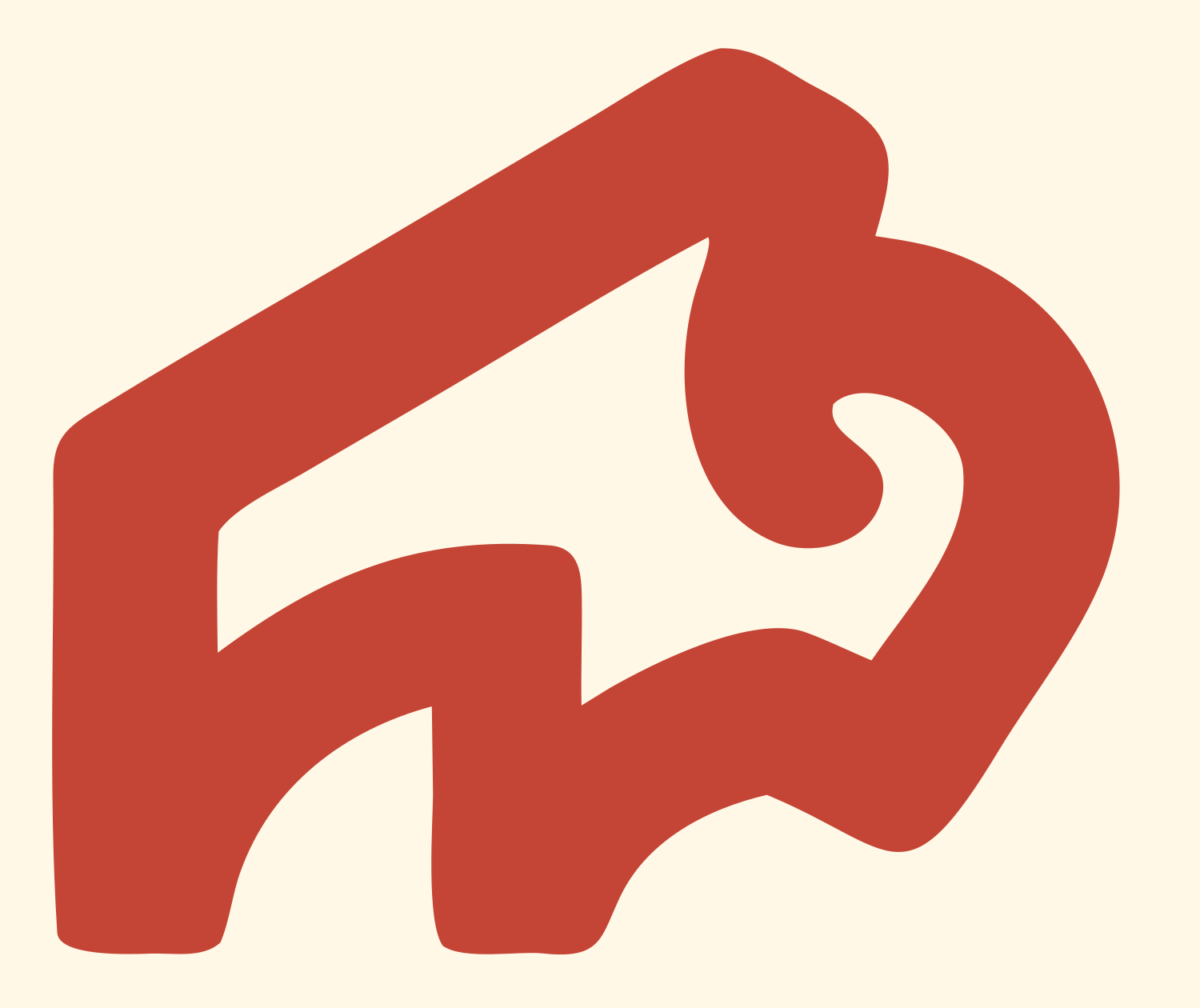 Geometric Bison Negative Space Mark #fff8e7/#c44536