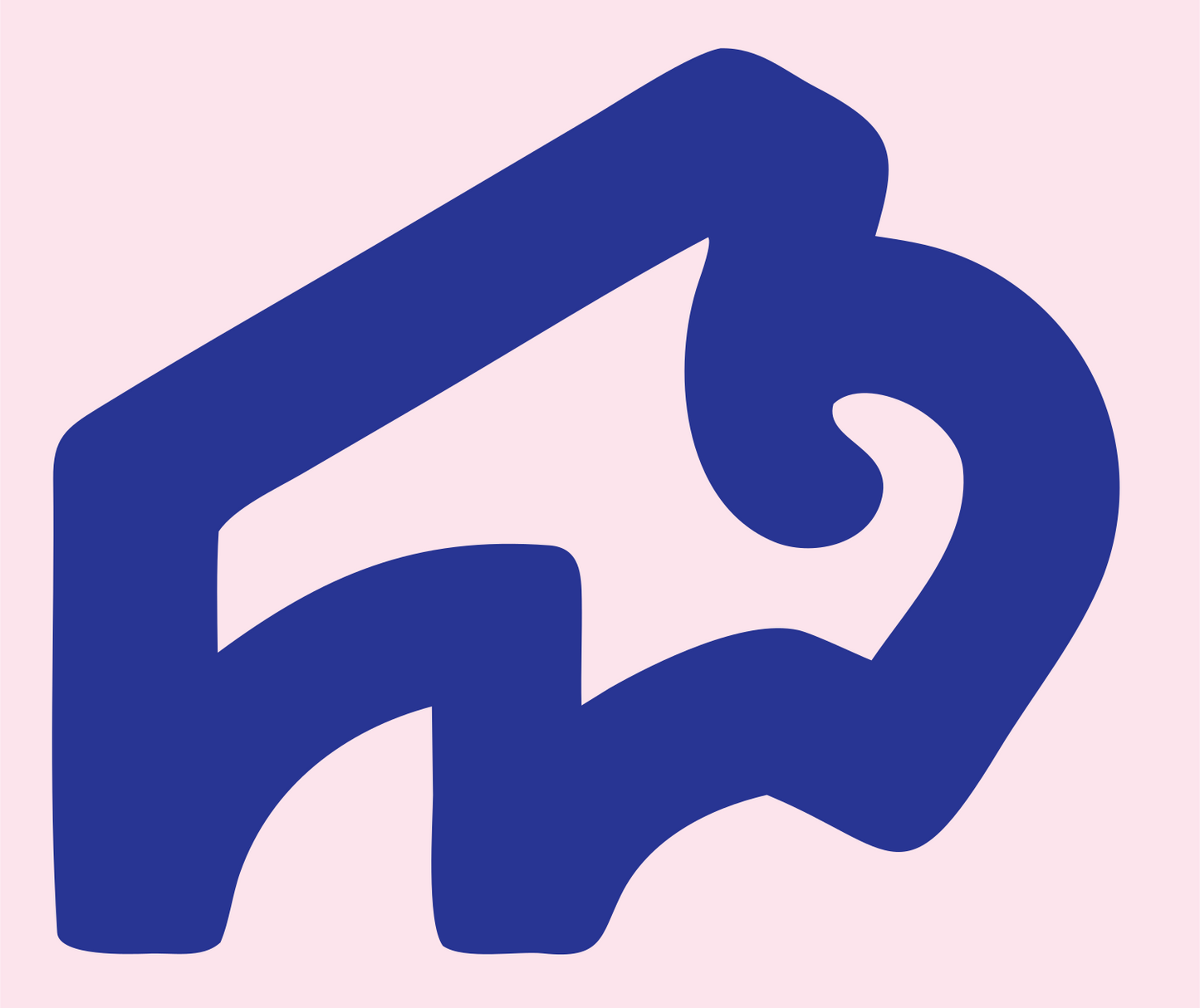 Geometric Bison Negative Space Mark #fce4ec/#283593