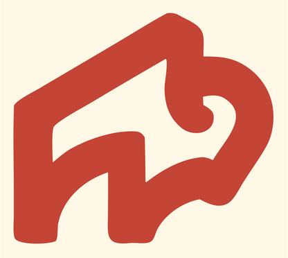 Monoline Bison Perspective Logo #fff8e7/#c44536