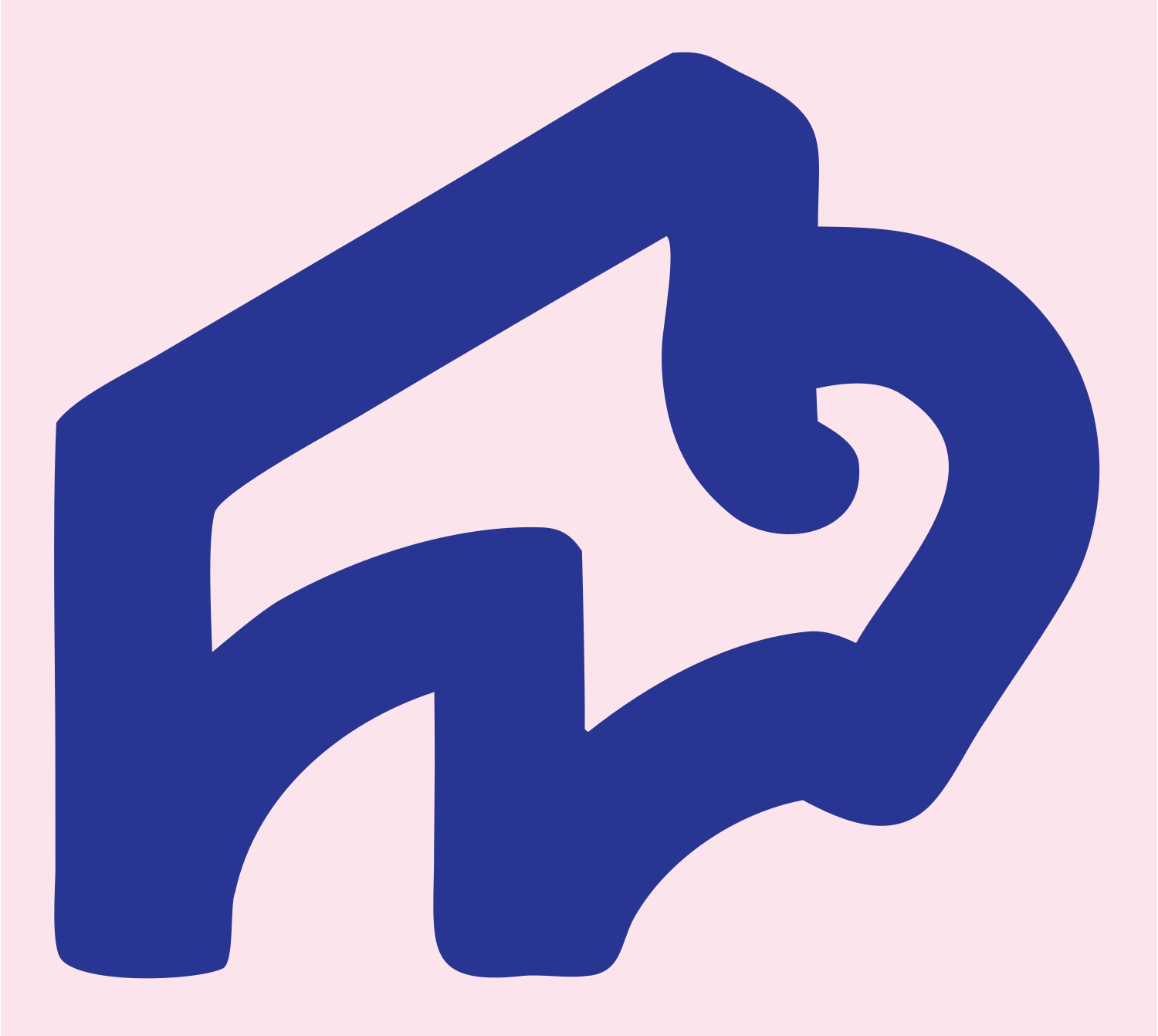 Monoline Bison Perspective Logo #fce4ec/#283593