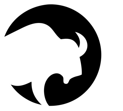 Negative Space Bison Circle Badge #ffffff/#000000