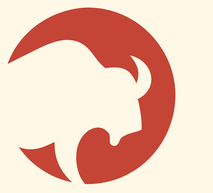 Negative Space Bison Circle Badge #fff8e7/#c44536