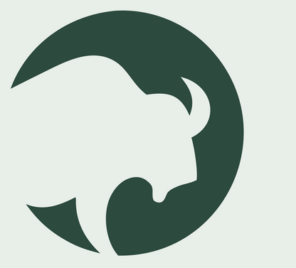Negative Space Bison Circle Badge #e8efe9/#2d4a3e