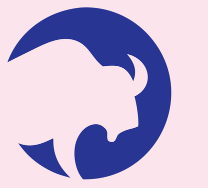 Negative Space Bison Circle Badge #fce4ec/#283593