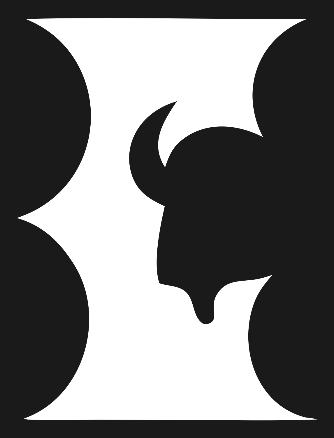 Negative Space Bison Initial Crest #1a1a1a/#ffffff