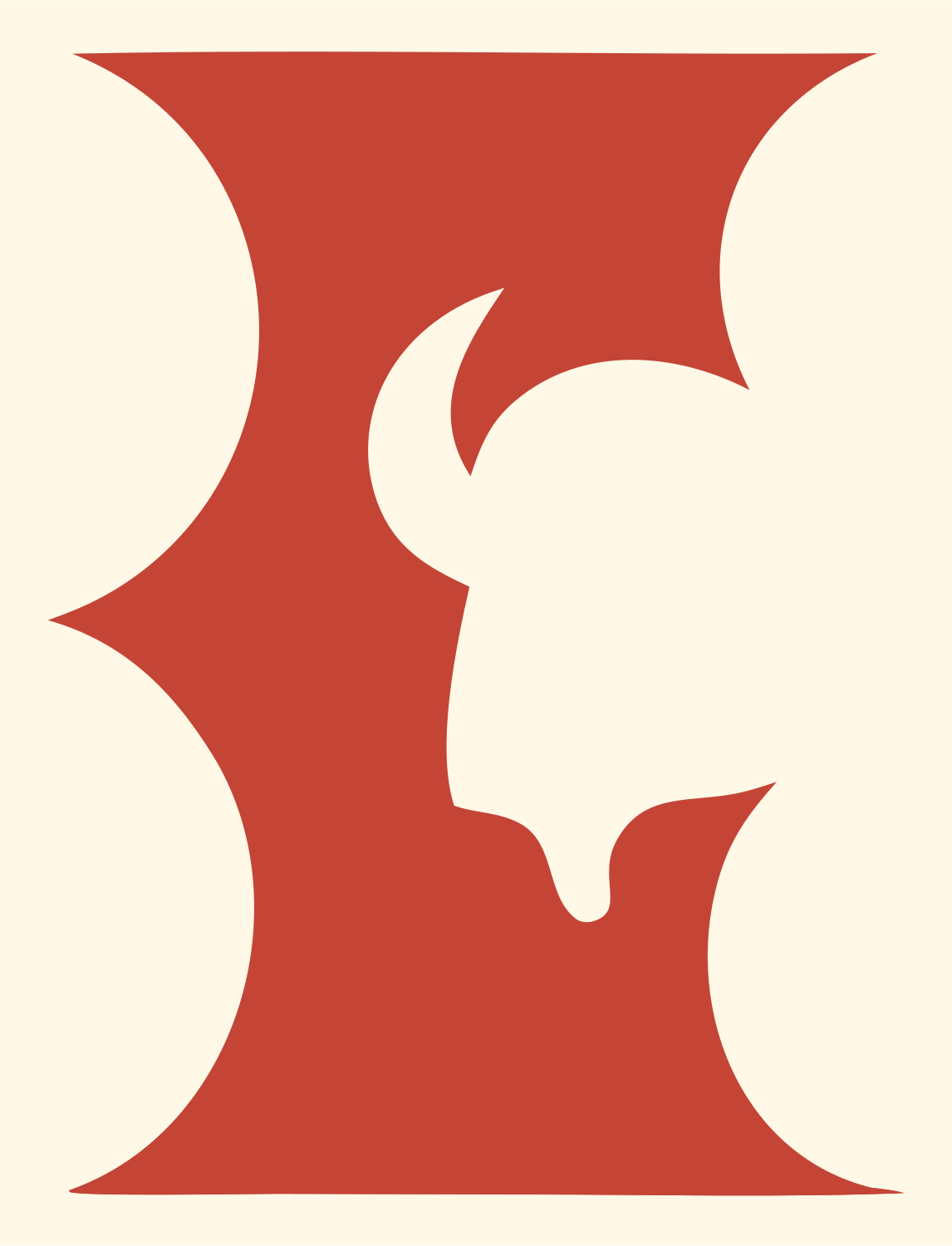 Negative Space Bison Initial Crest #fff8e7/#c44536