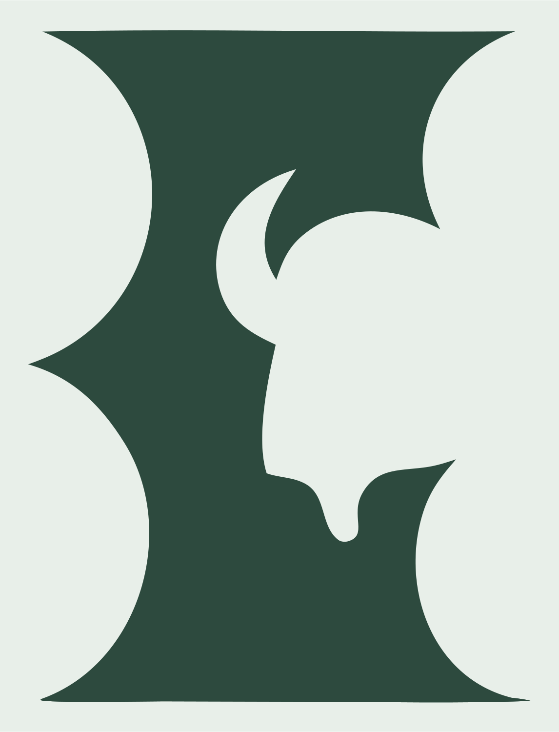 Negative Space Bison Initial Crest #e8efe9/#2d4a3e