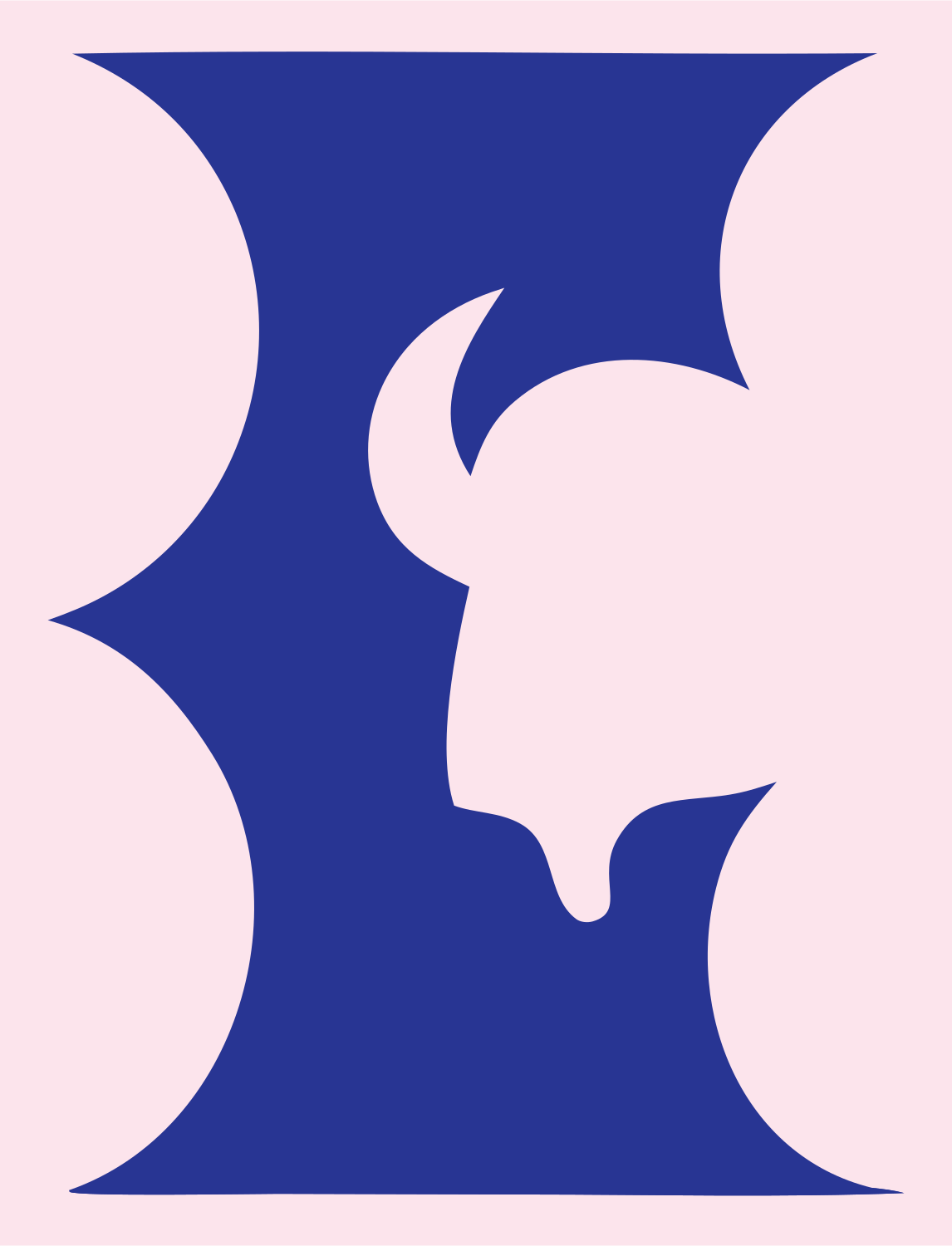 Negative Space Bison Initial Crest #fce4ec/#283593