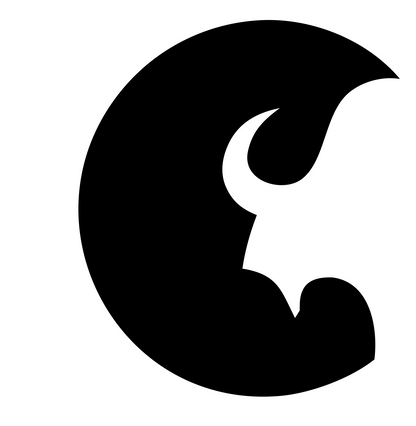 Negative Space Bison Horn Icon #ffffff/#000000