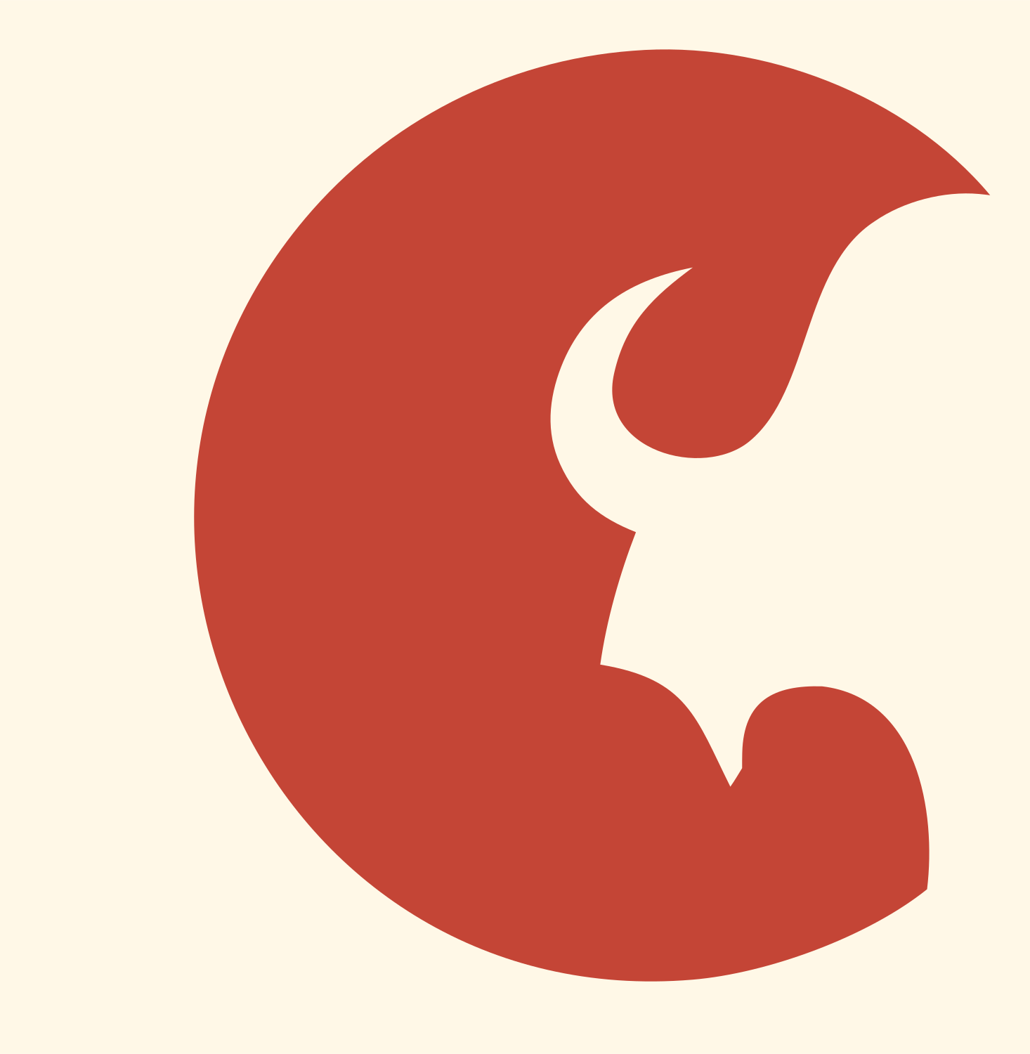 Negative Space Bison Horn Icon #fff8e7/#c44536