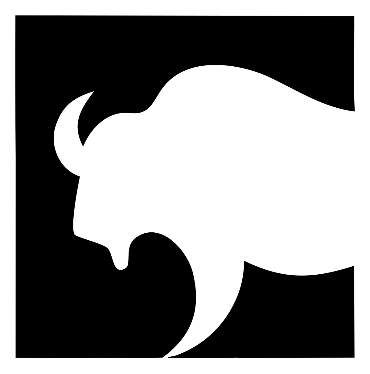 Negative Space Bison Square Badge #ffffff/#000000
