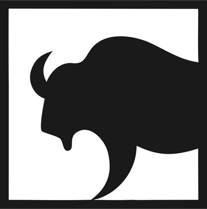 Negative Space Bison Square Badge #1a1a1a/#ffffff