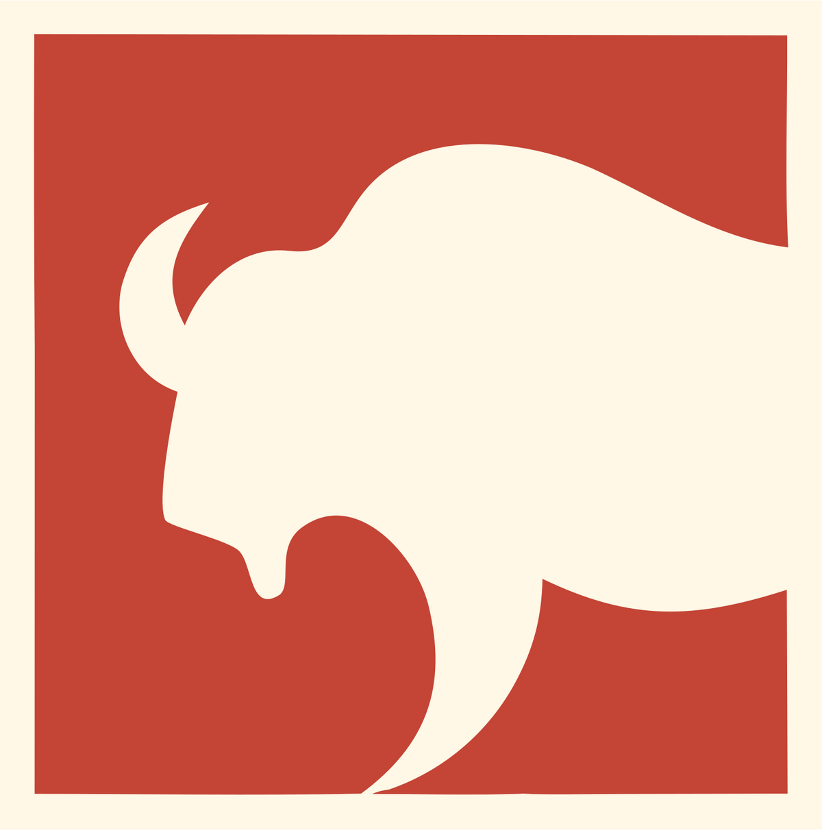 Negative Space Bison Square Badge #fff8e7/#c44536