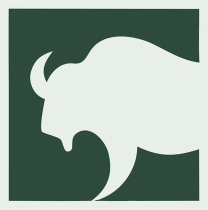 Negative Space Bison Square Badge #e8efe9/#2d4a3e