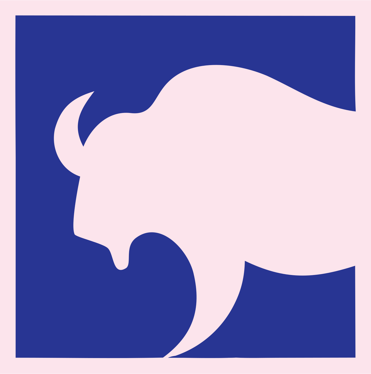 Negative Space Bison Square Badge #fce4ec/#283593