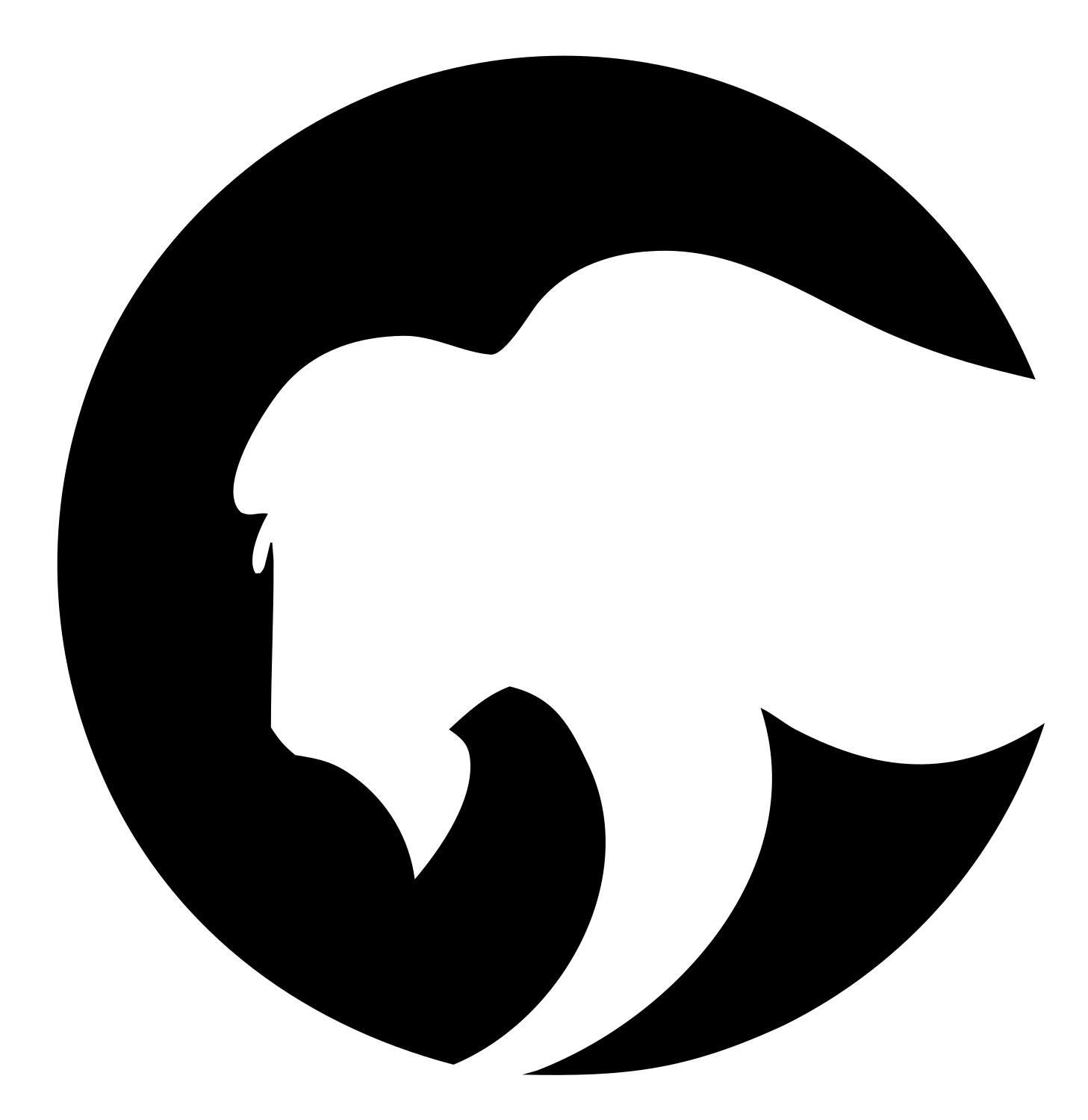 Negative Space Bison Round Logo #ffffff/#000000