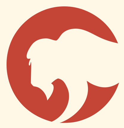Negative Space Bison Round Logo #fff8e7/#c44536