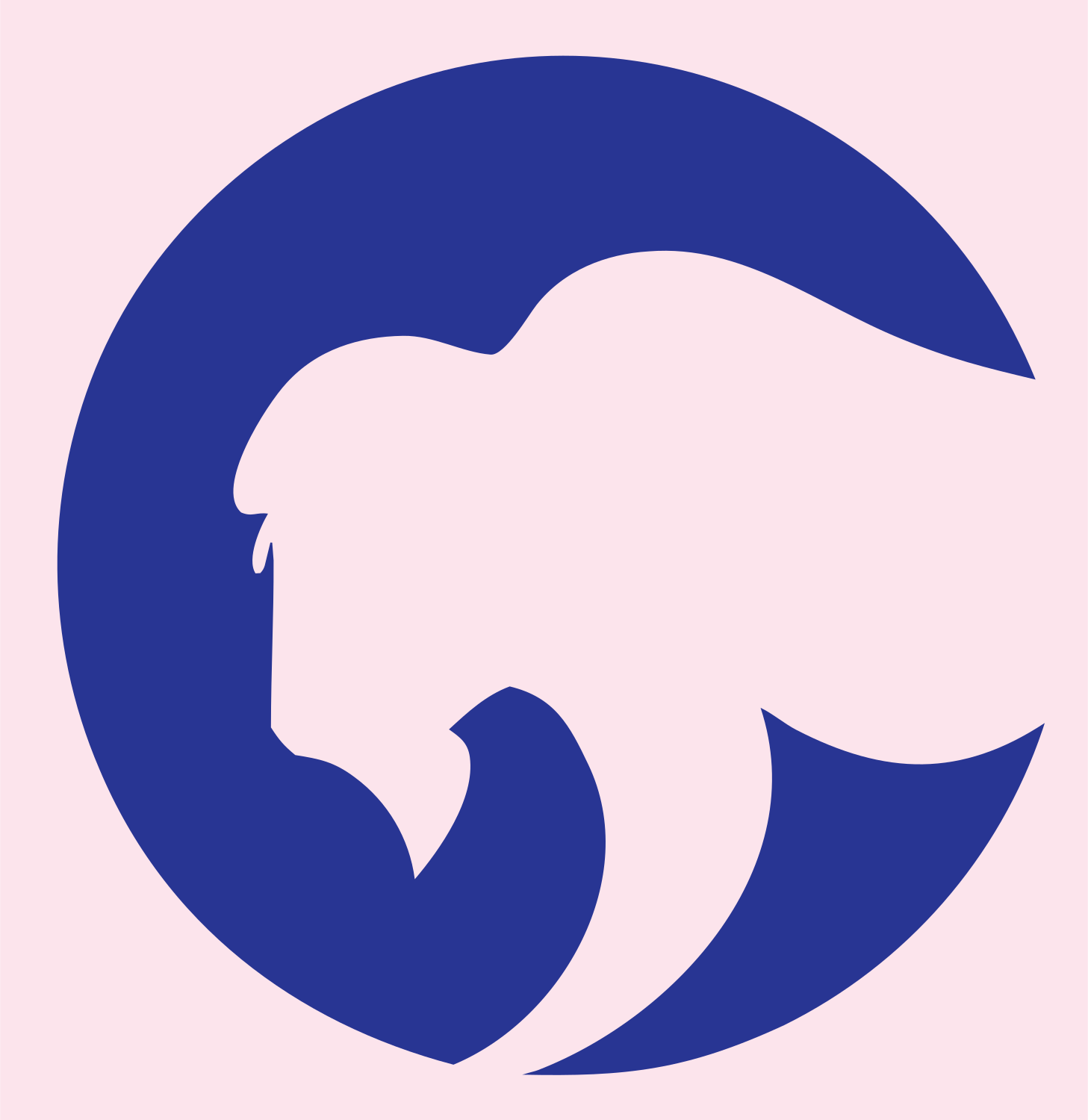 Negative Space Bison Round Logo #fce4ec/#283593