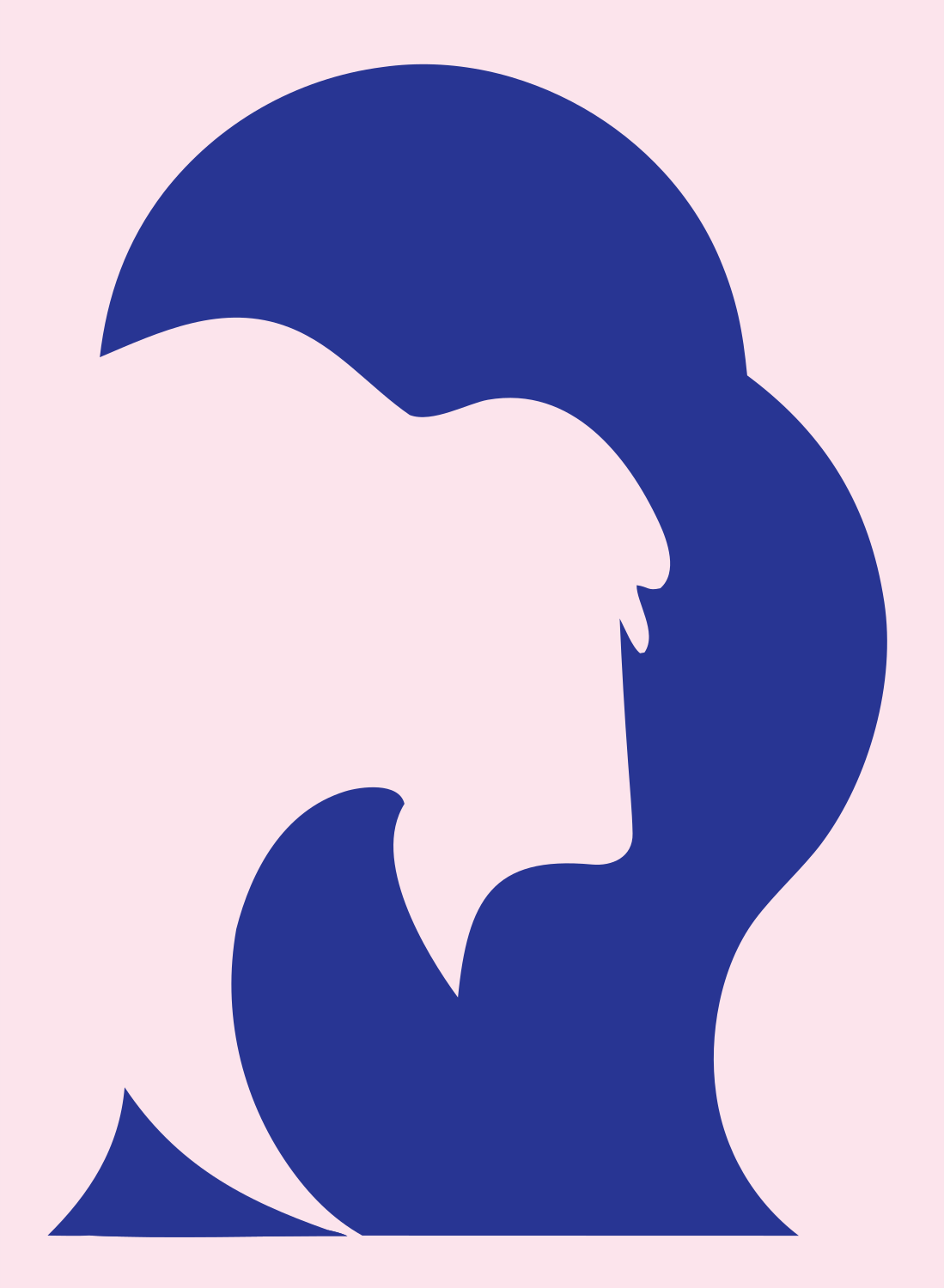 Negative Space Bison Profile Crest #fce4ec/#283593