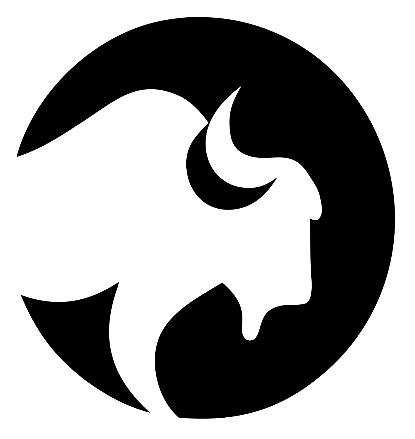 Negative Space Bison Profile Emblem #ffffff/#000000