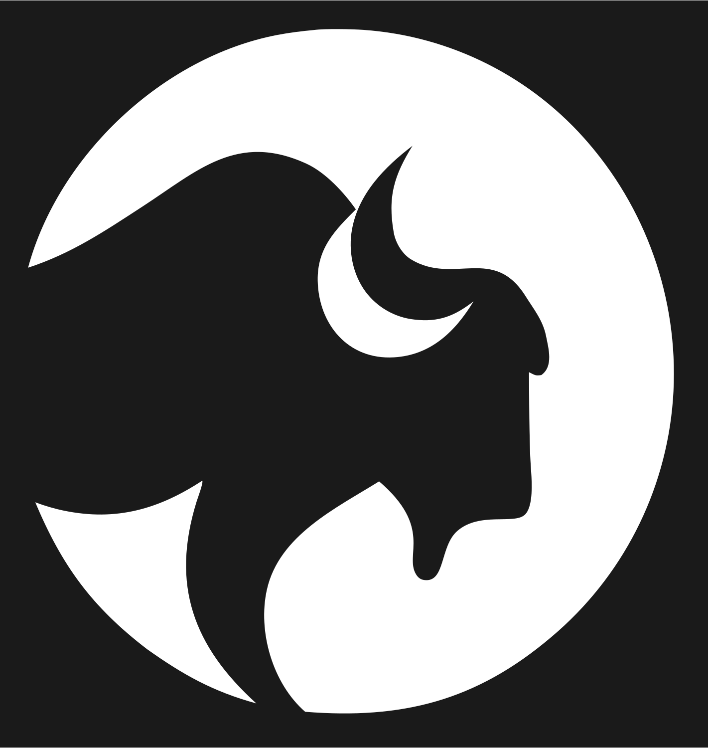 Negative Space Bison Profile Emblem #1a1a1a/#ffffff