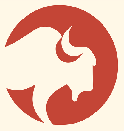 Negative Space Bison Profile Emblem #fff8e7/#c44536