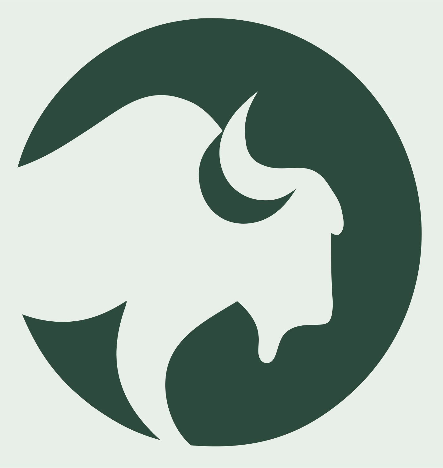 Negative Space Bison Profile Emblem #e8efe9/#2d4a3e