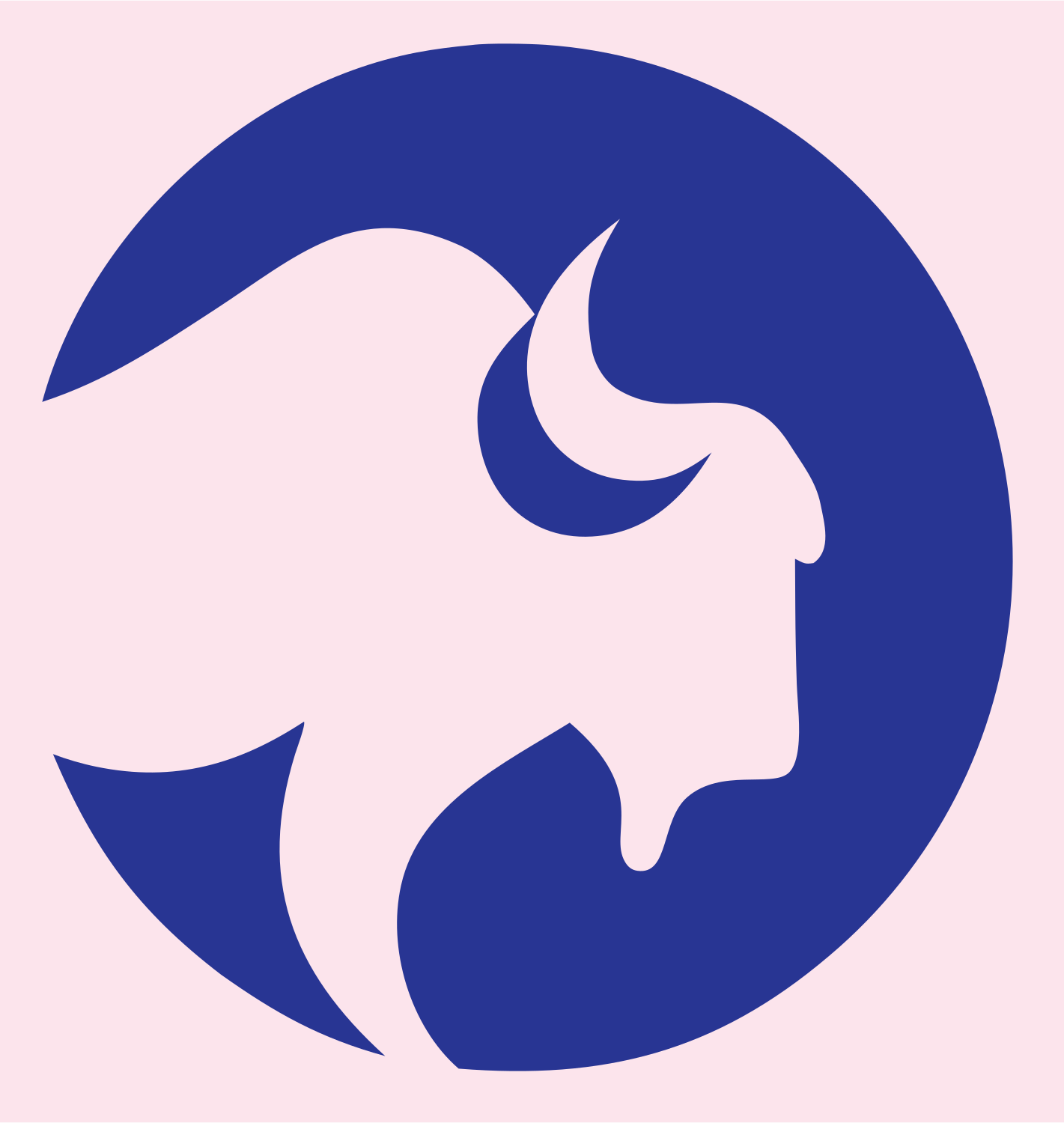 Negative Space Bison Profile Emblem #fce4ec/#283593