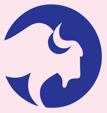 Negative Space Bison Profile Emblem #fce4ec/#283593