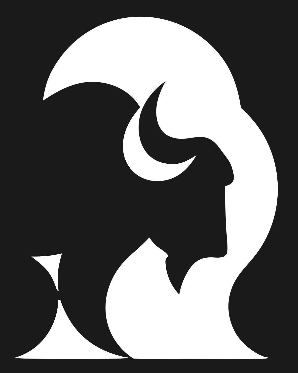 Negative Space Bison Profile Crest #1a1a1a/#ffffff