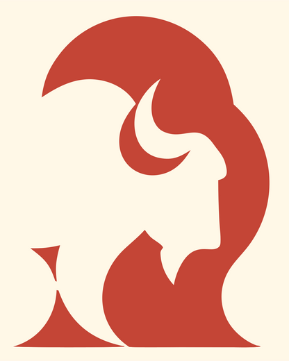 Negative Space Bison Profile Crest #fff8e7/#c44536