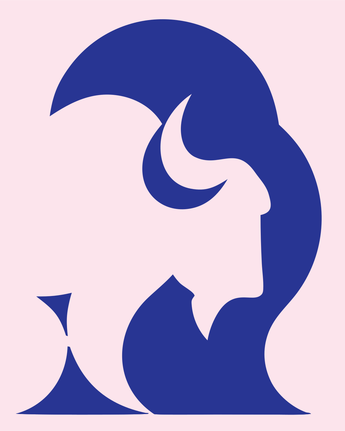 Negative Space Bison Profile Crest #fce4ec/#283593