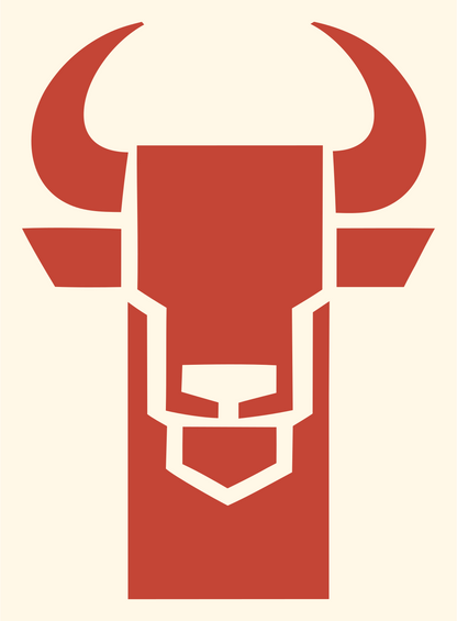 Heavy Bull Head Badge #fff8e7/#c44536