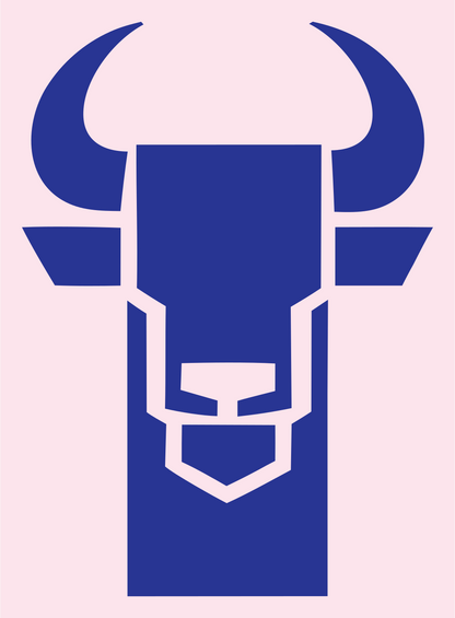 Heavy Bull Head Badge #fce4ec/#283593